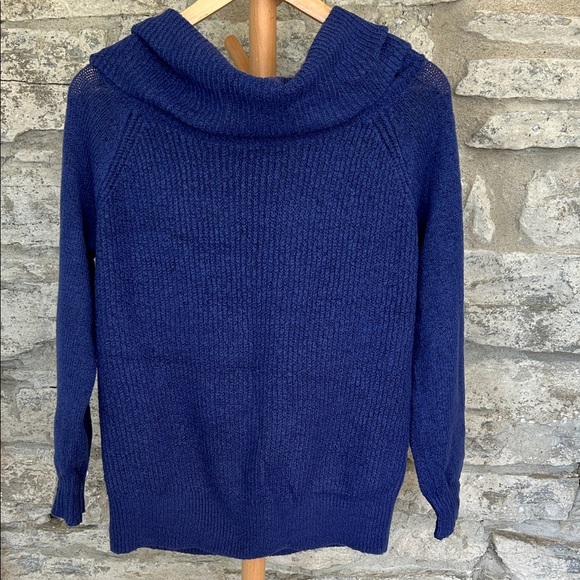 Cozy Blue Cowl Neck Sweater - Picture 3 of 6